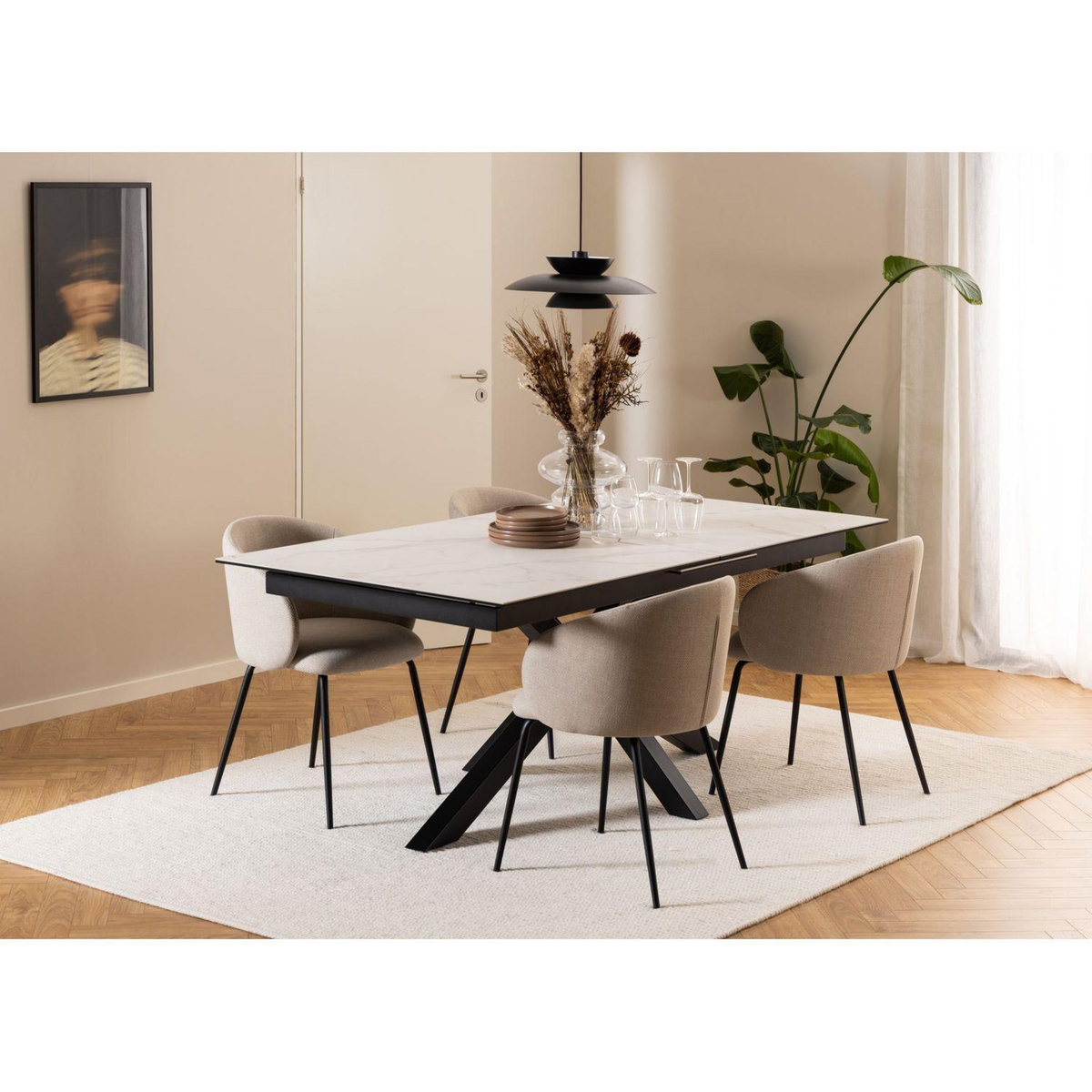 TOILINUX Lot de 2 chaises en tissu avec accoudoirs SÖREN