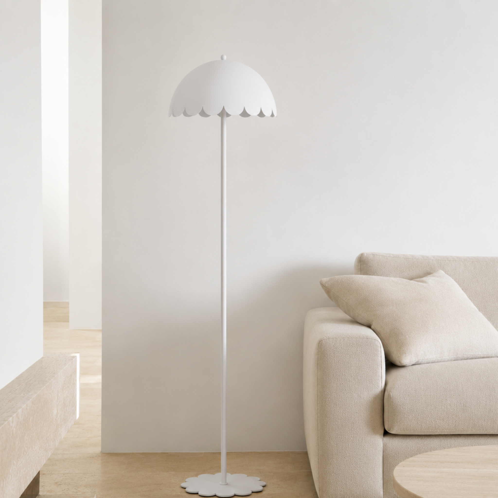 Voir la diapositive 2 : MAISON PAVANE Lampadaire en métal blanc h142 cm-flow