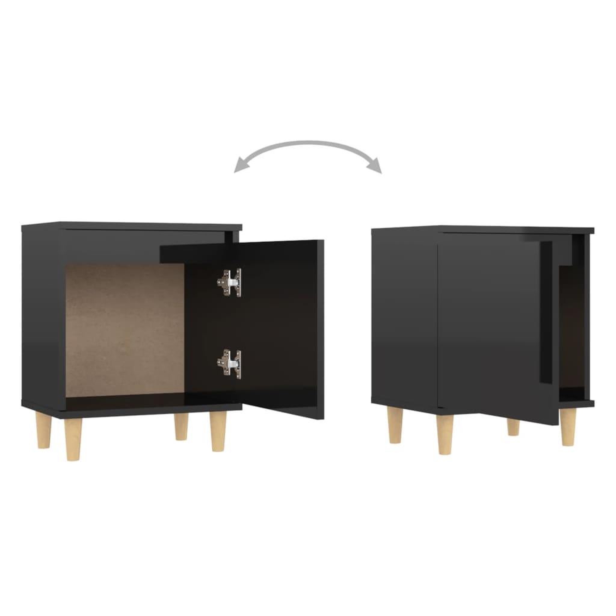 Voir la diapositive 5 : VIDAXL Table de chevet avec pieds en bois Noir brillant 40x30x50 cm