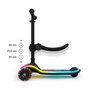 Voir la diapositive 3 : KINDERKRAFT Trottinette Kinderkraft RAKET UP 2-en-1 avec siège réglable, roues RGB LED, plateau lumineux, pliable dès bébé, Noir