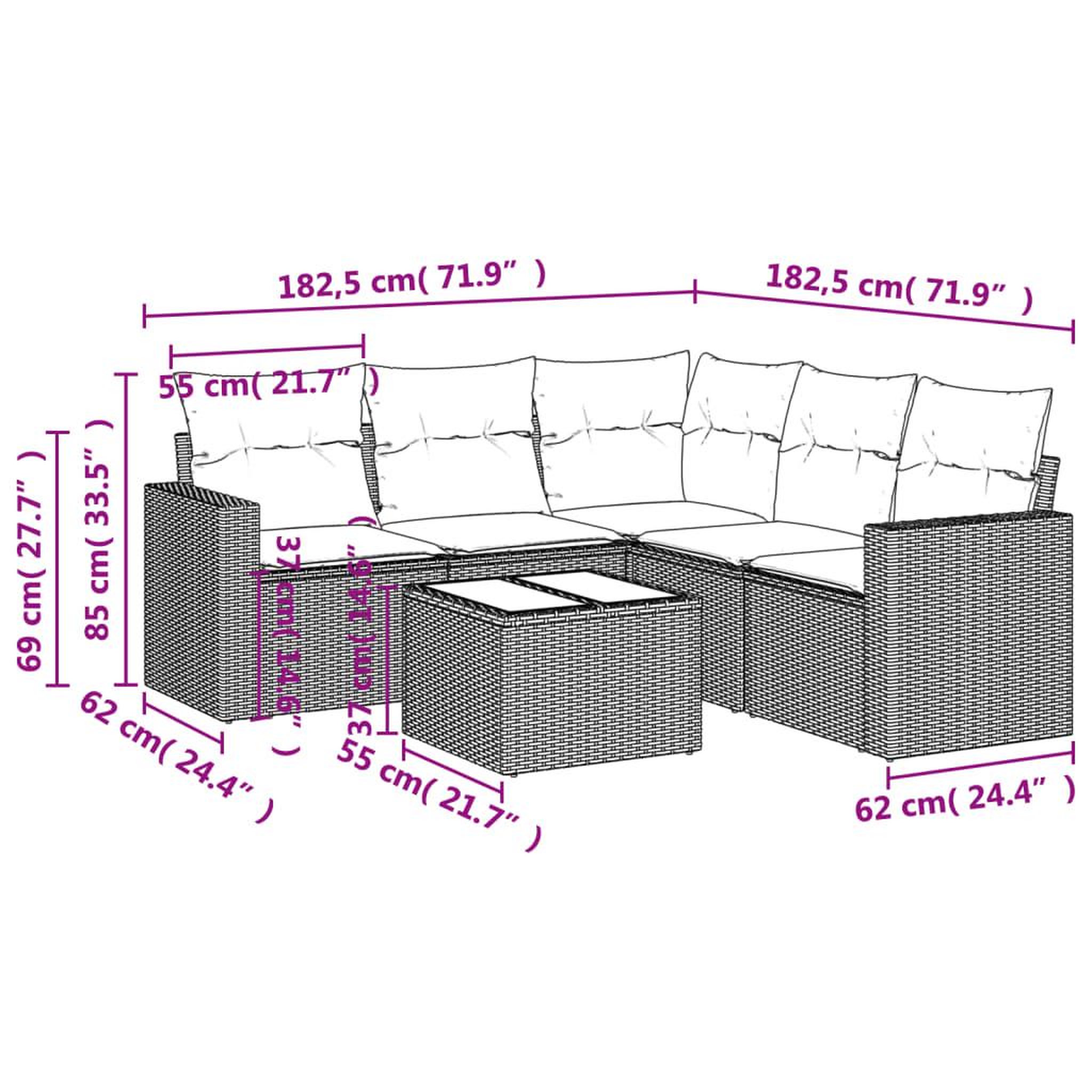 Voir la diapositive 4 : VIDAXL Salon de jardin 6 pcs avec coussins gris clair resine tressee