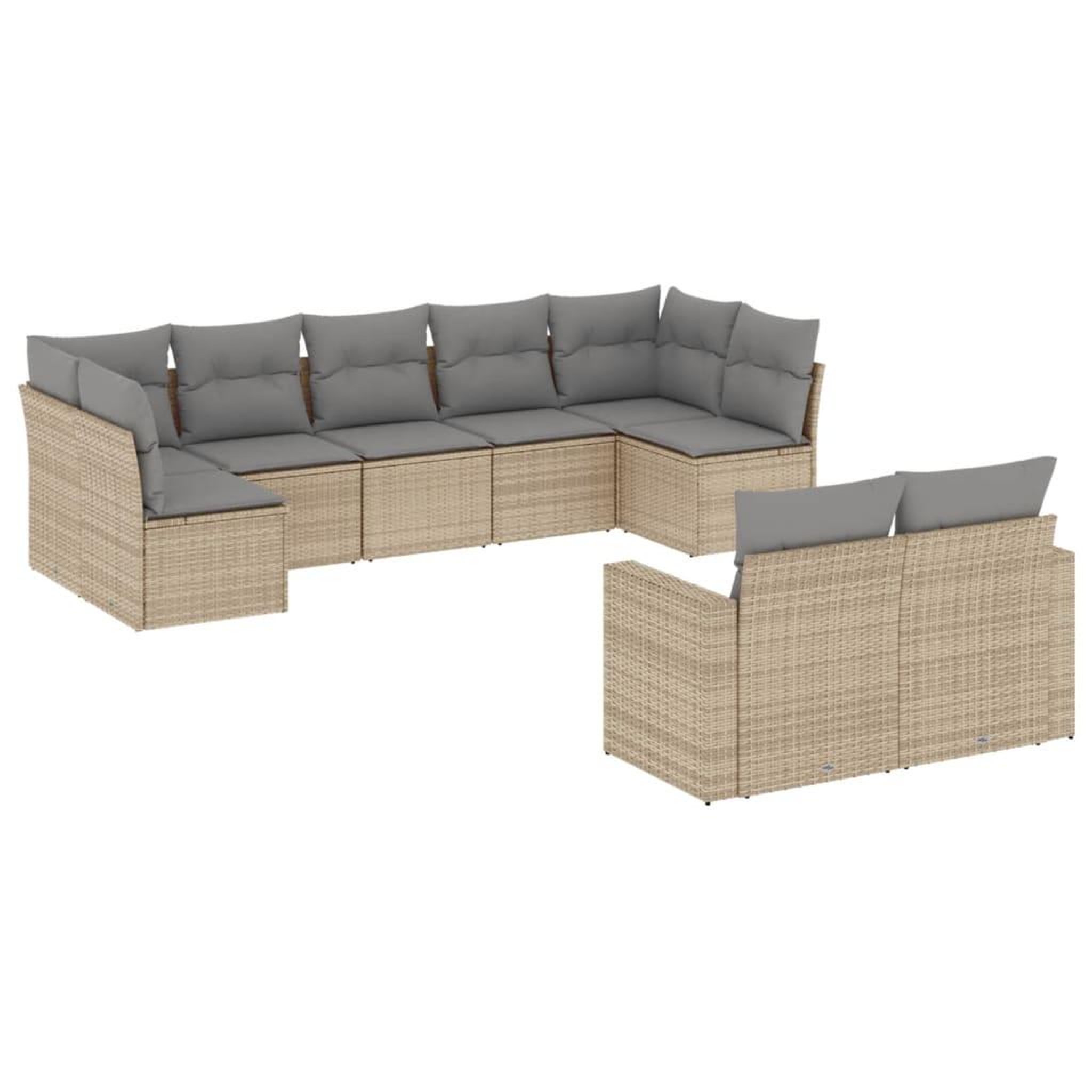 Voir la diapositive 2 : VIDAXL Salon de jardin avec coussins 9 pcs beige resine tressee