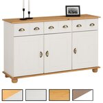 IDIMEX Buffet COLMAR en pin massif, 3 tiroirs et 3 portes. Coloris disponibles : Bicolore, Blanc