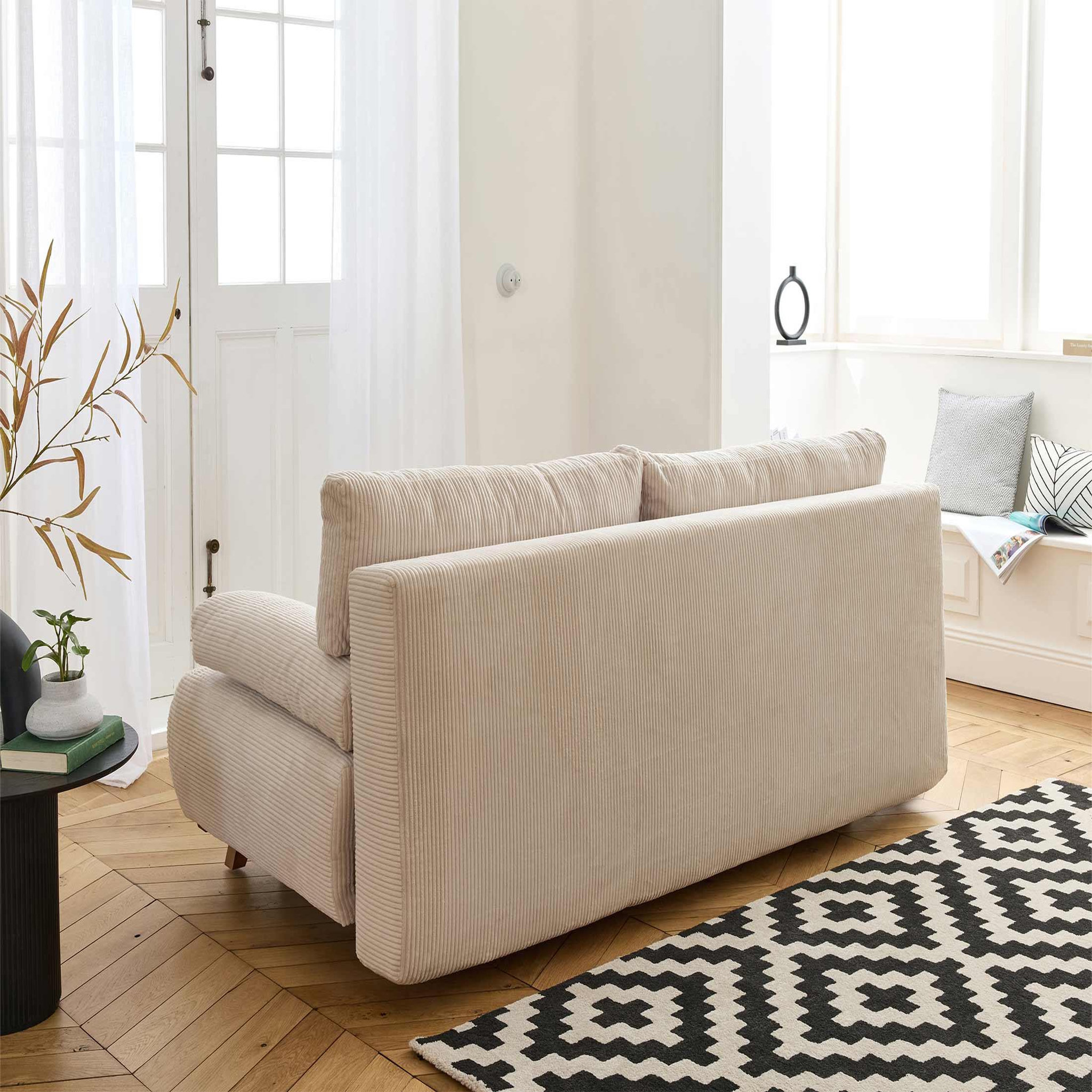 Voir la diapositive 5 : BEST MOBILIER Cristal - canapé 3 places - convertible avec coffre et pouf - en velours côtelé