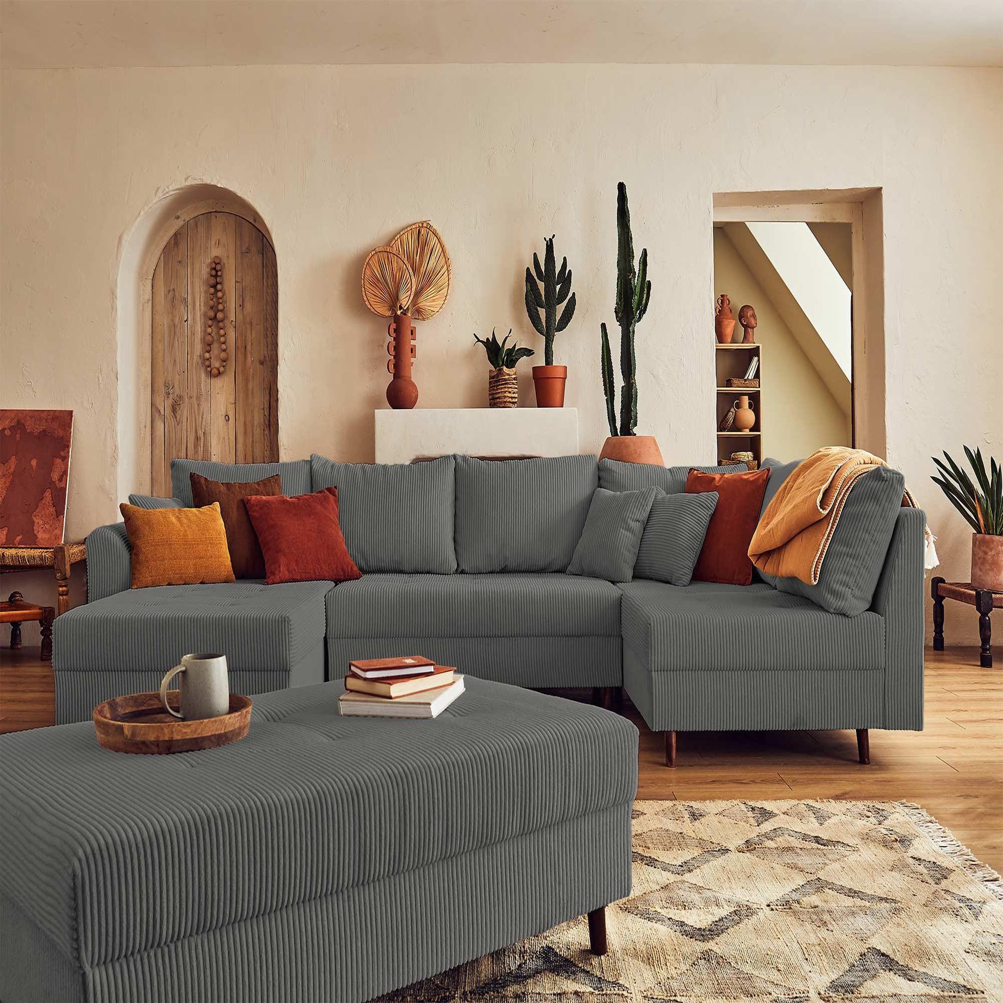 Voir la diapositive 3 : LISA DESIGN Rune - pouf modulable - en velours côtelé