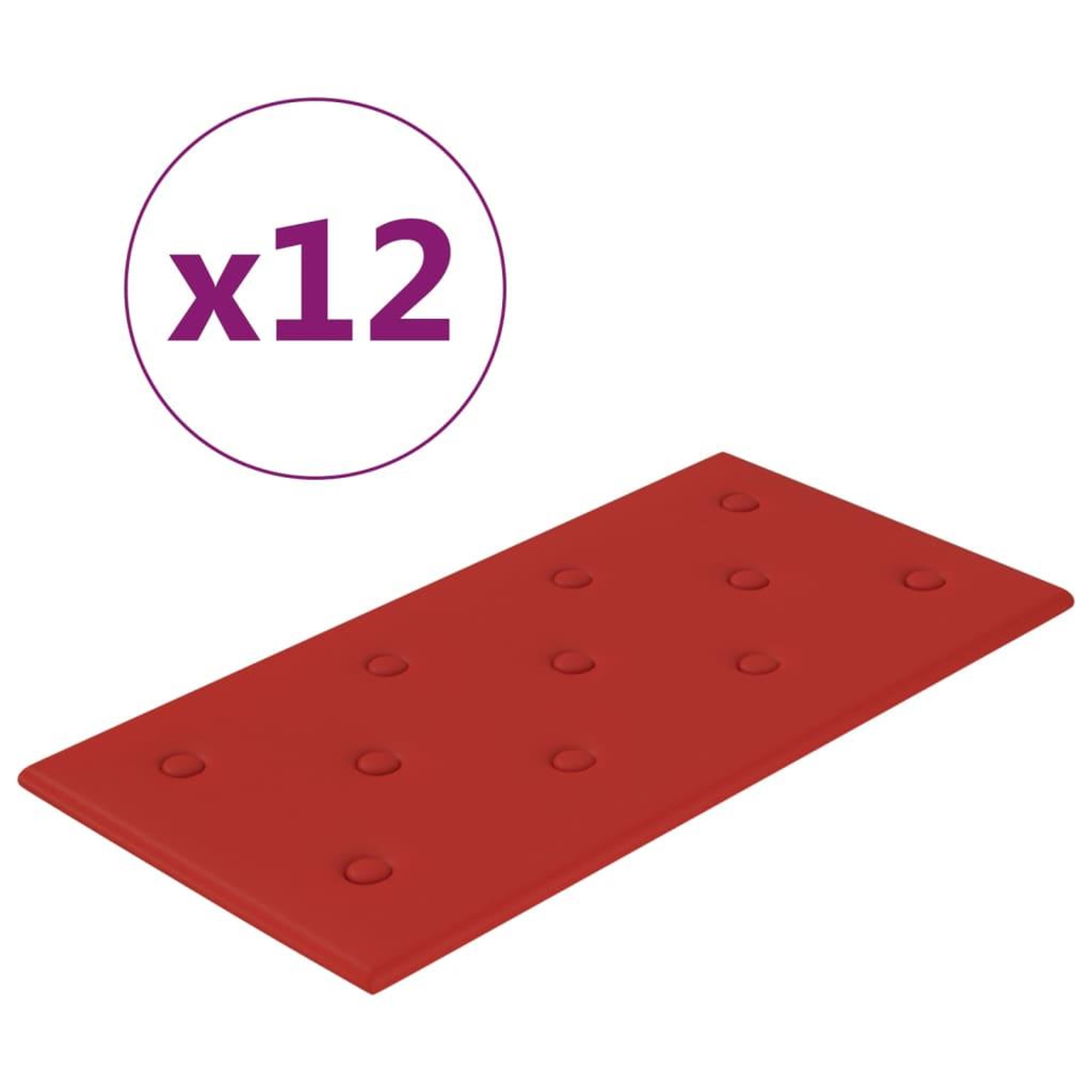 Voir la diapositive 2 : VIDAXL Panneaux muraux 12pcs Rouge bordeaux 60x30 cm Similicuir 2,16m^2