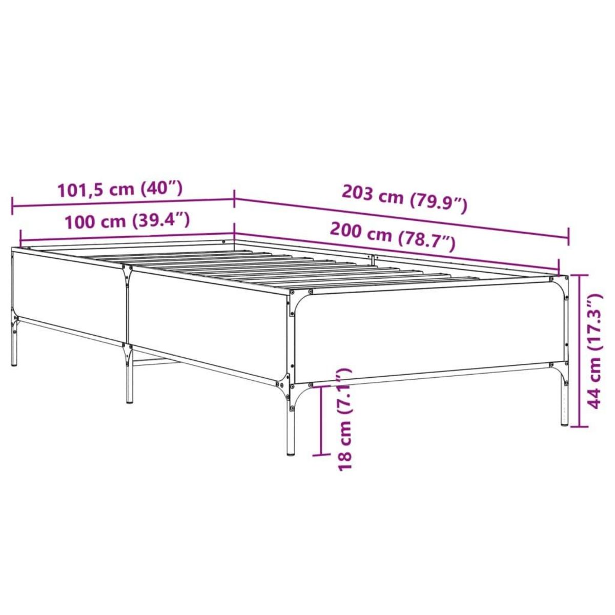 VIDAXL Cadre de lit sans matelas noir 100x200 cm
