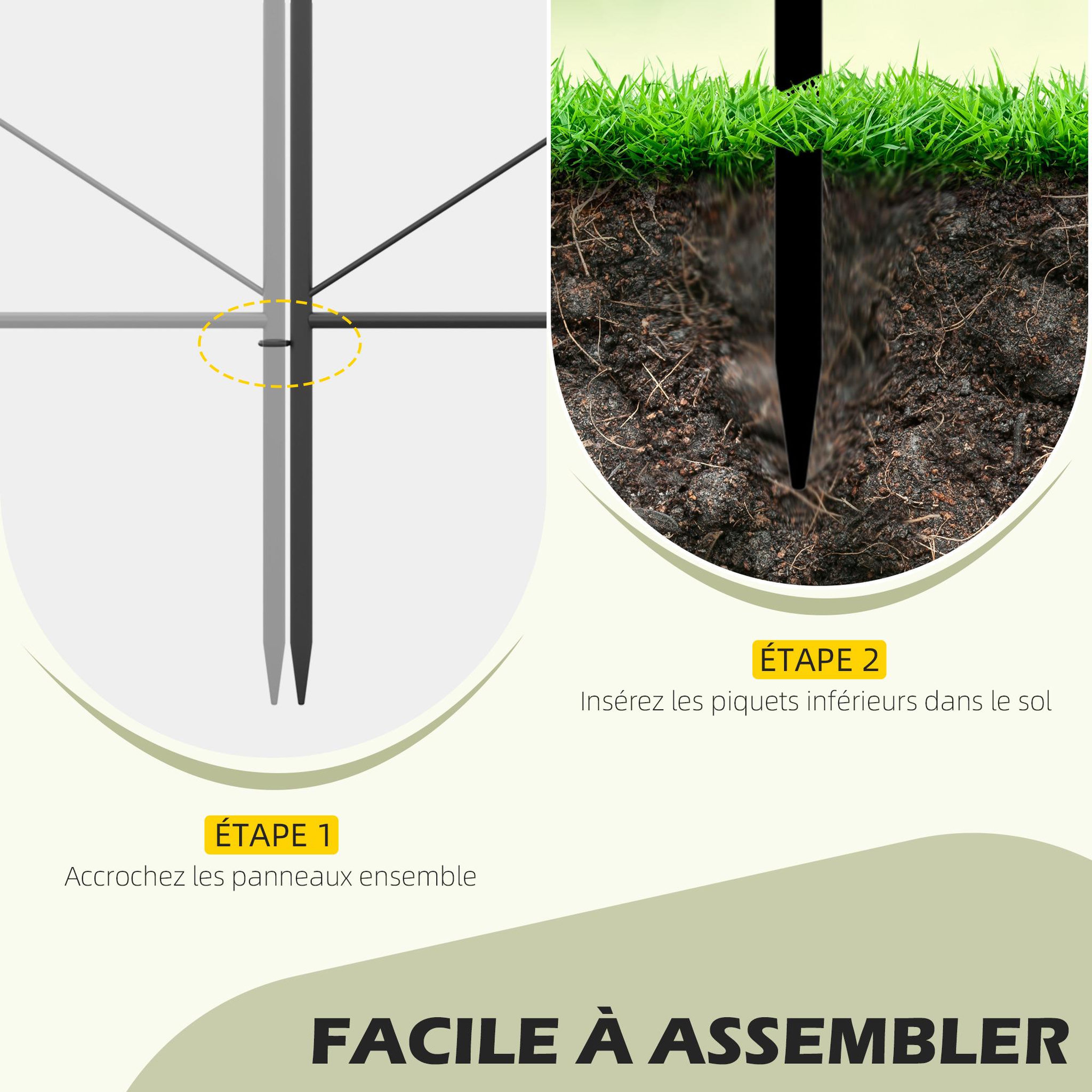 Voir la diapositive 4 : OUTSUNNY Lot de 5 clôtures de jardin décoratives en métal avec ornements - dim. totales 305L x 62H cm - noir