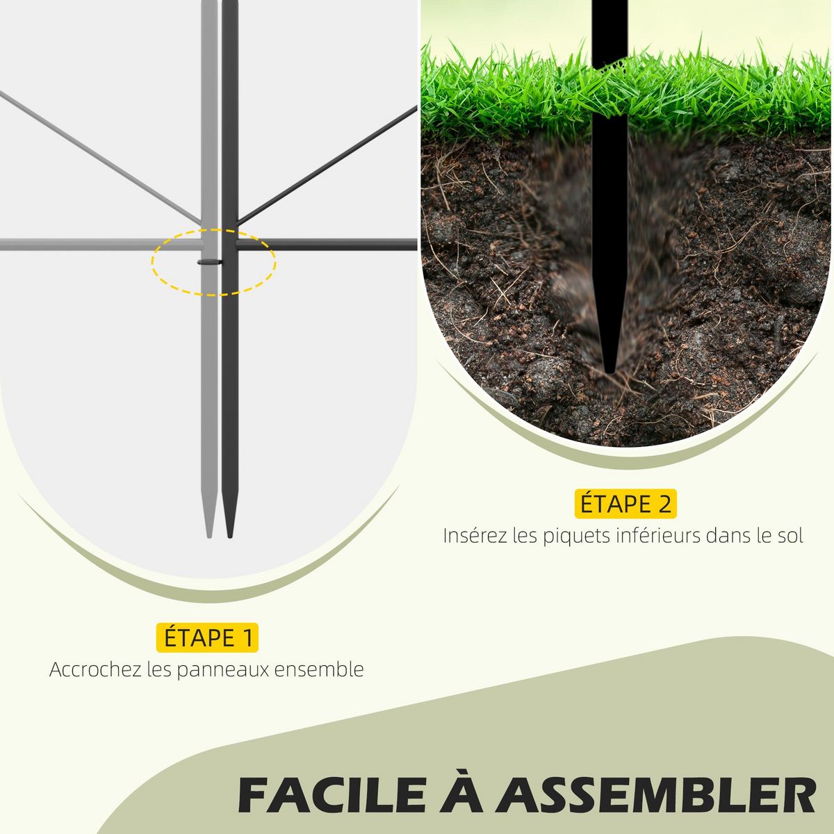 OUTSUNNY Lot de 5 clôtures de jardin décoratives en métal avec ornements - dim. totales 305L x 62H cm - noir