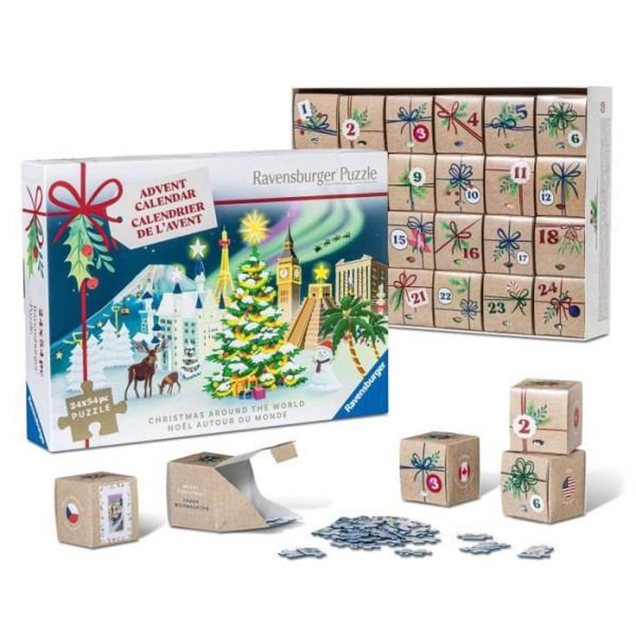 Voir la diapositive 3 : RAVENSBURGER Calendrier de l’Avent 2025 Puzzle 24 x 54 pièces – Adultes et enfants – 24 puzzles surprises –  Ravensburger