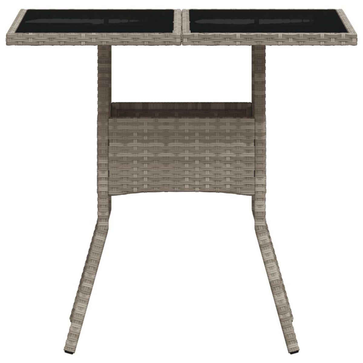 VIDAXL Table de jardin avec dessus en verre gris clair resine tressee