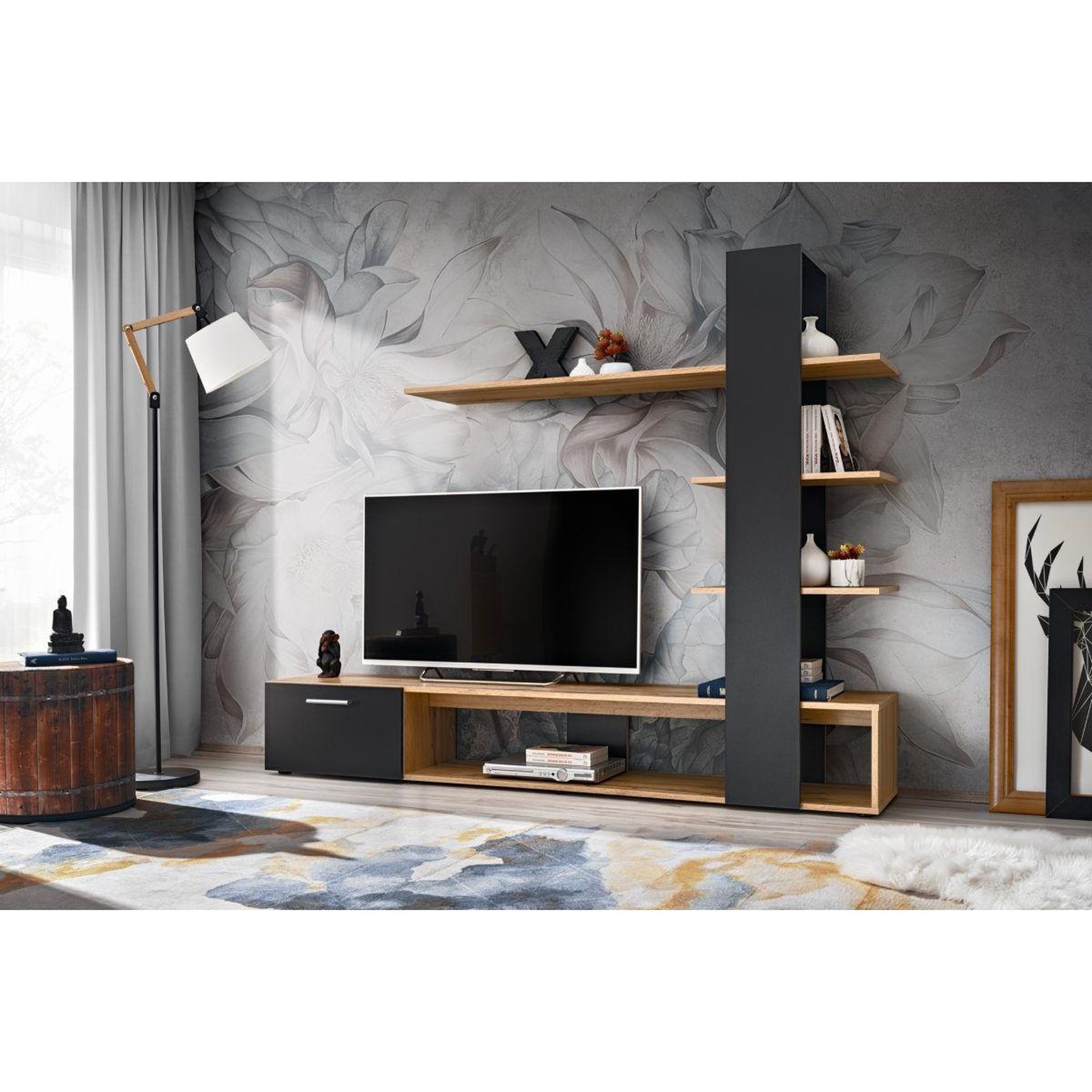 Voir la diapositive 2 : Paris Prix Ensemble Meuble TV Design  Eko  190cm Naturel & Noir