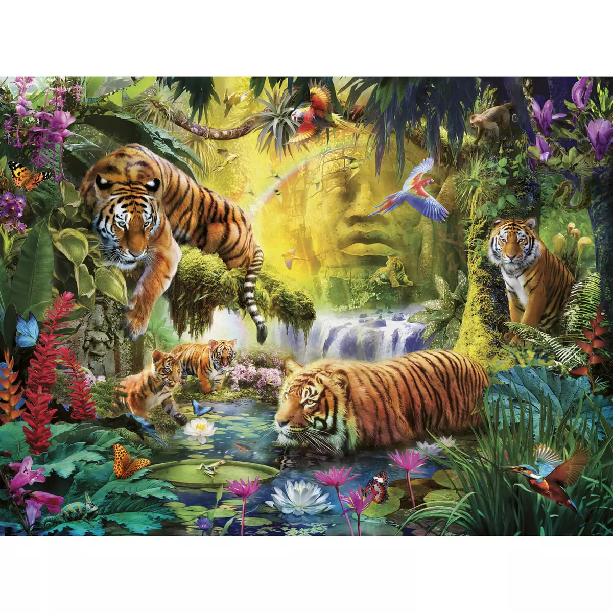RAVENSBURGER Puzzle 1500 pièces : Tigres au plan d'eau