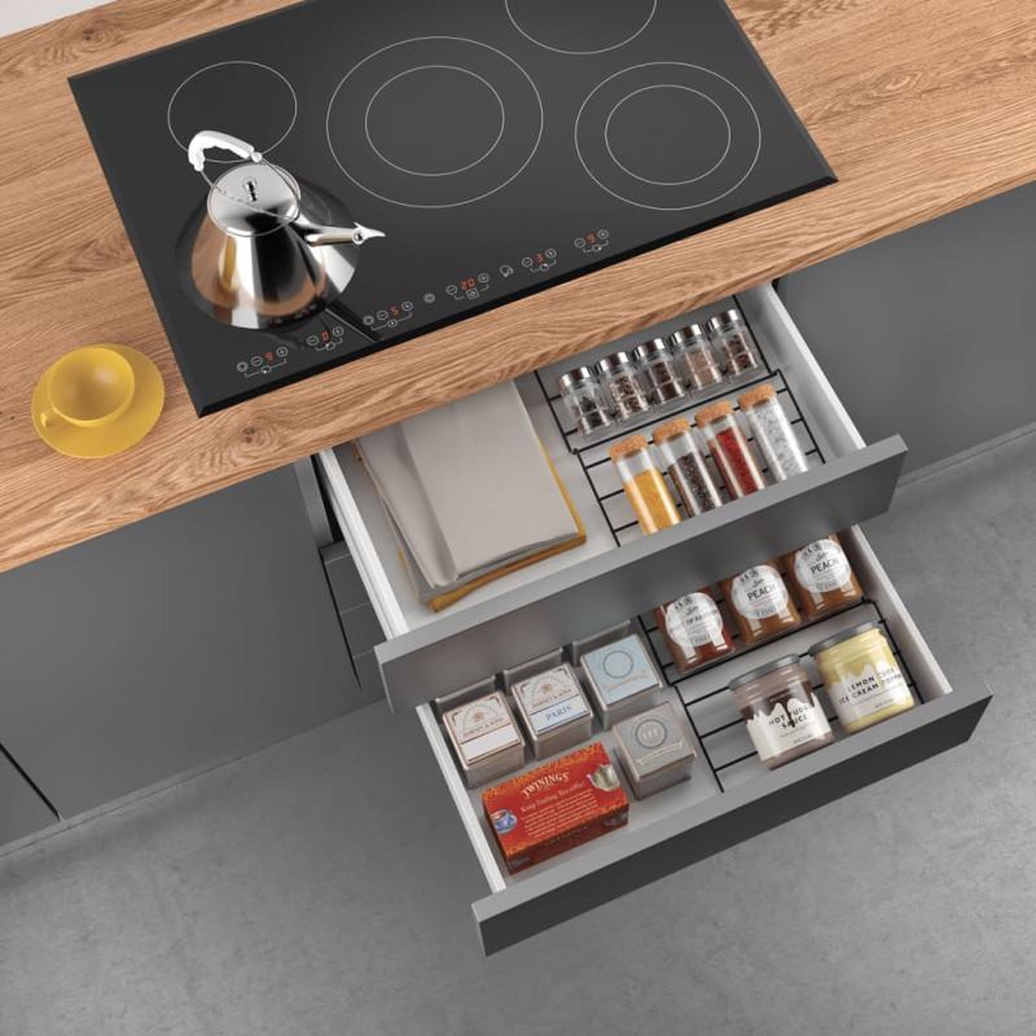 Voir la diapositive 4 : Metaltex Metaltex Étagère à épices extensible à 4 niveaux X Pand 2 pcs noir