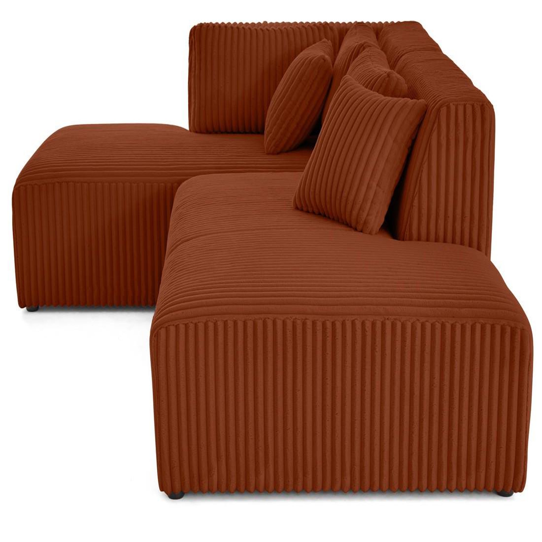 Voir la diapositive 6 : LISA DESIGN Victoire - canapé modulable d'angle gauche 4 places en velours côtelé grosses côtes