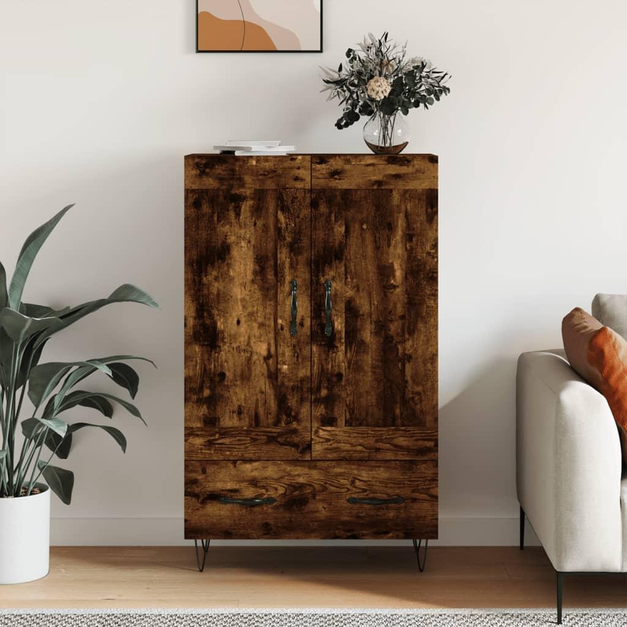 VIDAXL Buffet haut chene fume 69,5x31x115 cm bois d'ingenierie