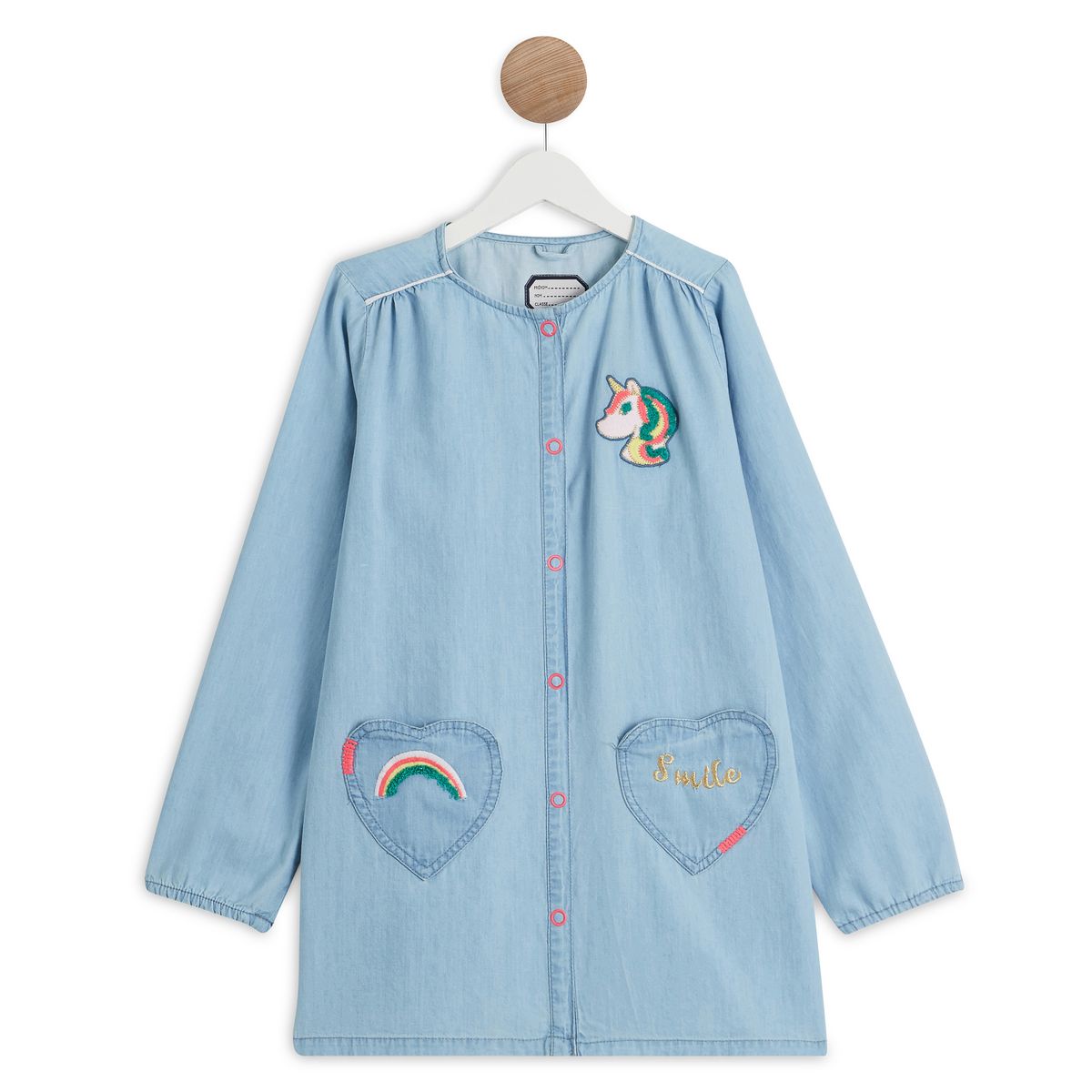 INEXTENSO Tablier en tissus effet jean licorne fille