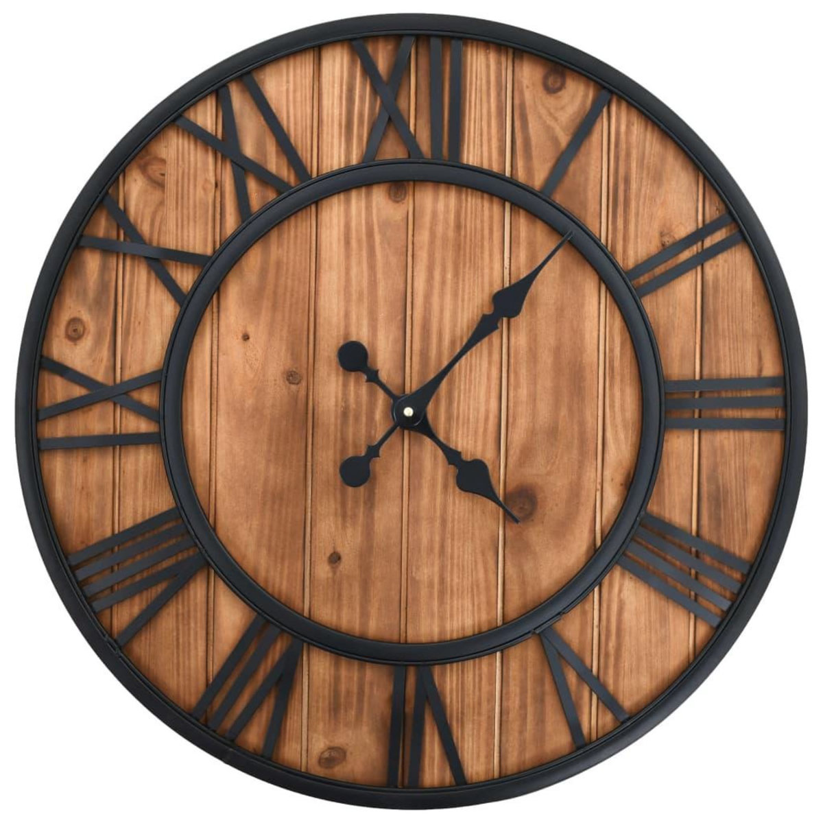 VIDAXL Horloge murale vintage a quartz Bois et metal 60 cm XXL