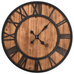 VIDAXL Horloge murale vintage a quartz Bois et metal 60 cm XXL
