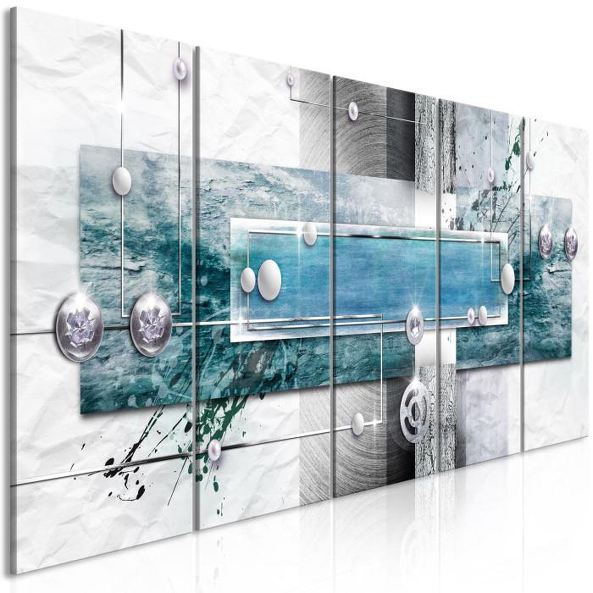 Paris Prix Tableau 5 Panneaux  Mysterious Mechanism Narrow Blue. Coloris disponibles : Multicolore