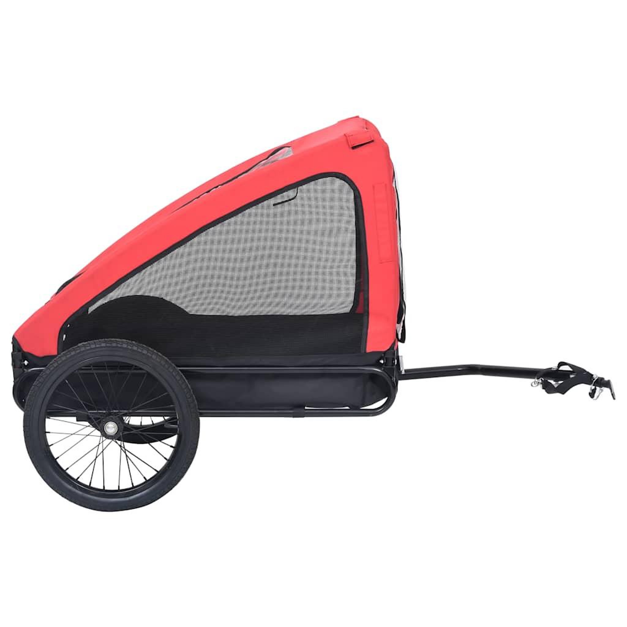 Voir la diapositive 4 : VIDAXL Remorque de velo pour animaux de compagnie rouge et noir
