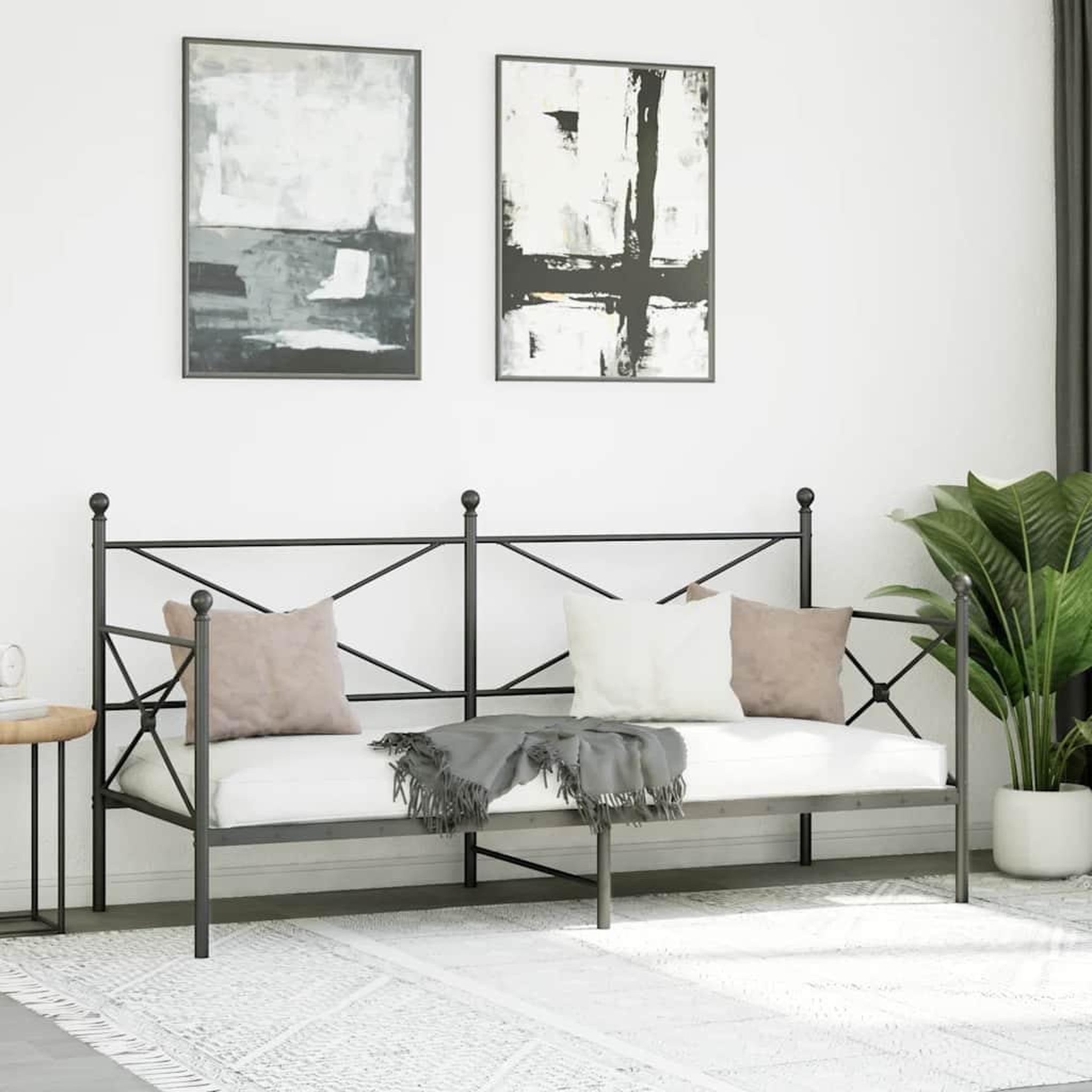 Voir la diapositive 3 : VIDAXL Lit de repos sans matelas noir 90x200 cm acier