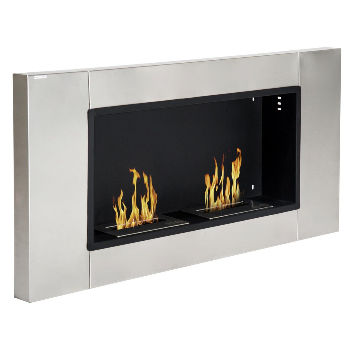 HOMCOM Cheminée bioéthanol murale design Bauhaus 2 brûleurs 3 L couverture 25-30 m² acier inox brossé