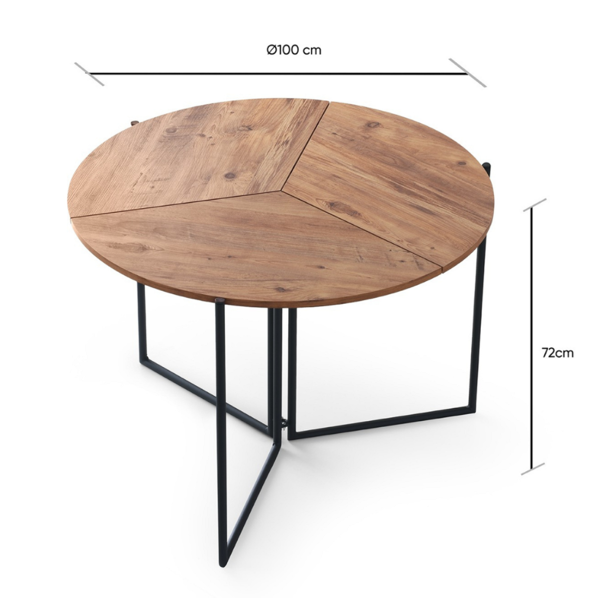 CONCEPT USINE Table de salle à manger pliable couleur chêne BRONIE