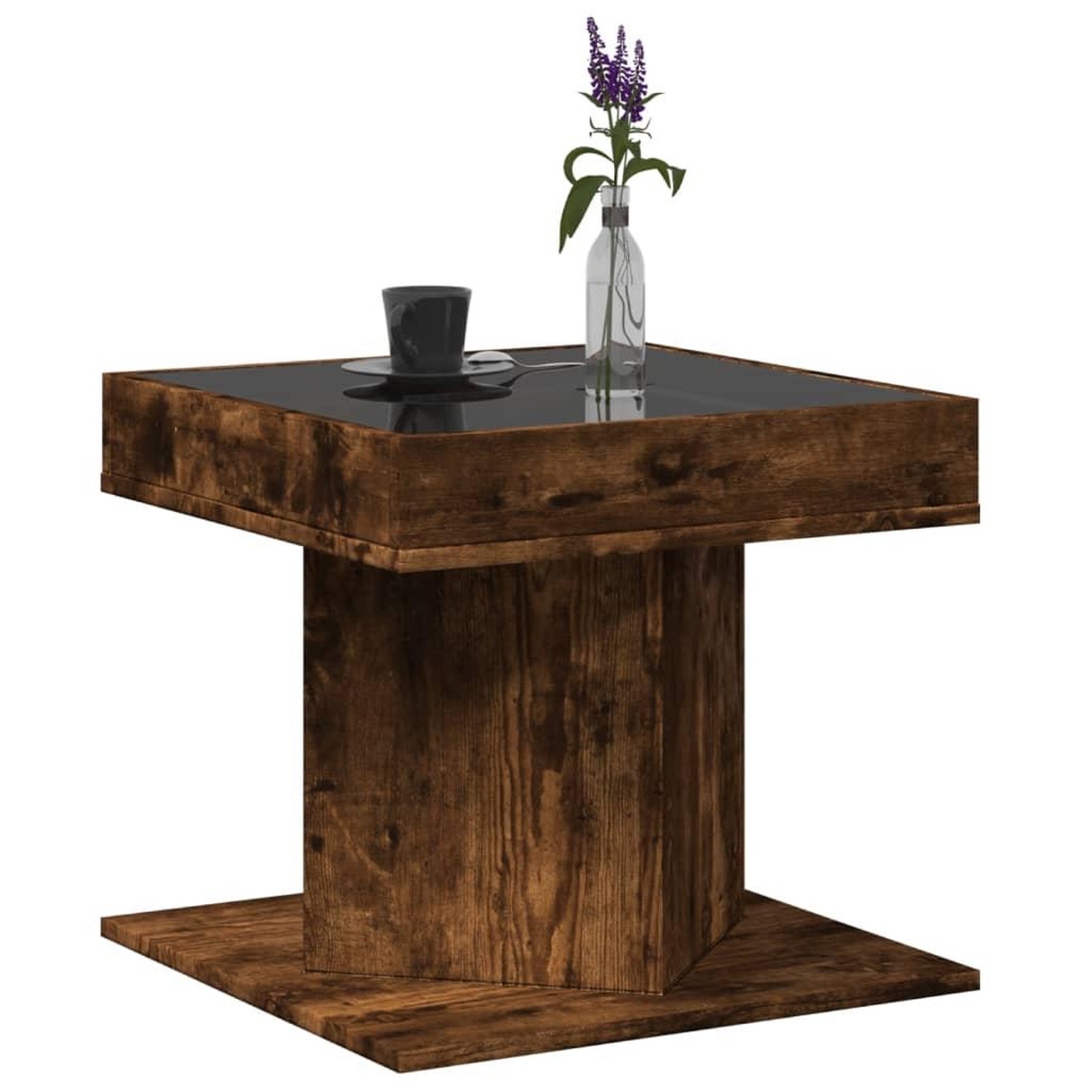 Voir la diapositive 5 : VIDAXL Table basse avec LED chene fume 50x50x45 cm bois d'ingenierie
