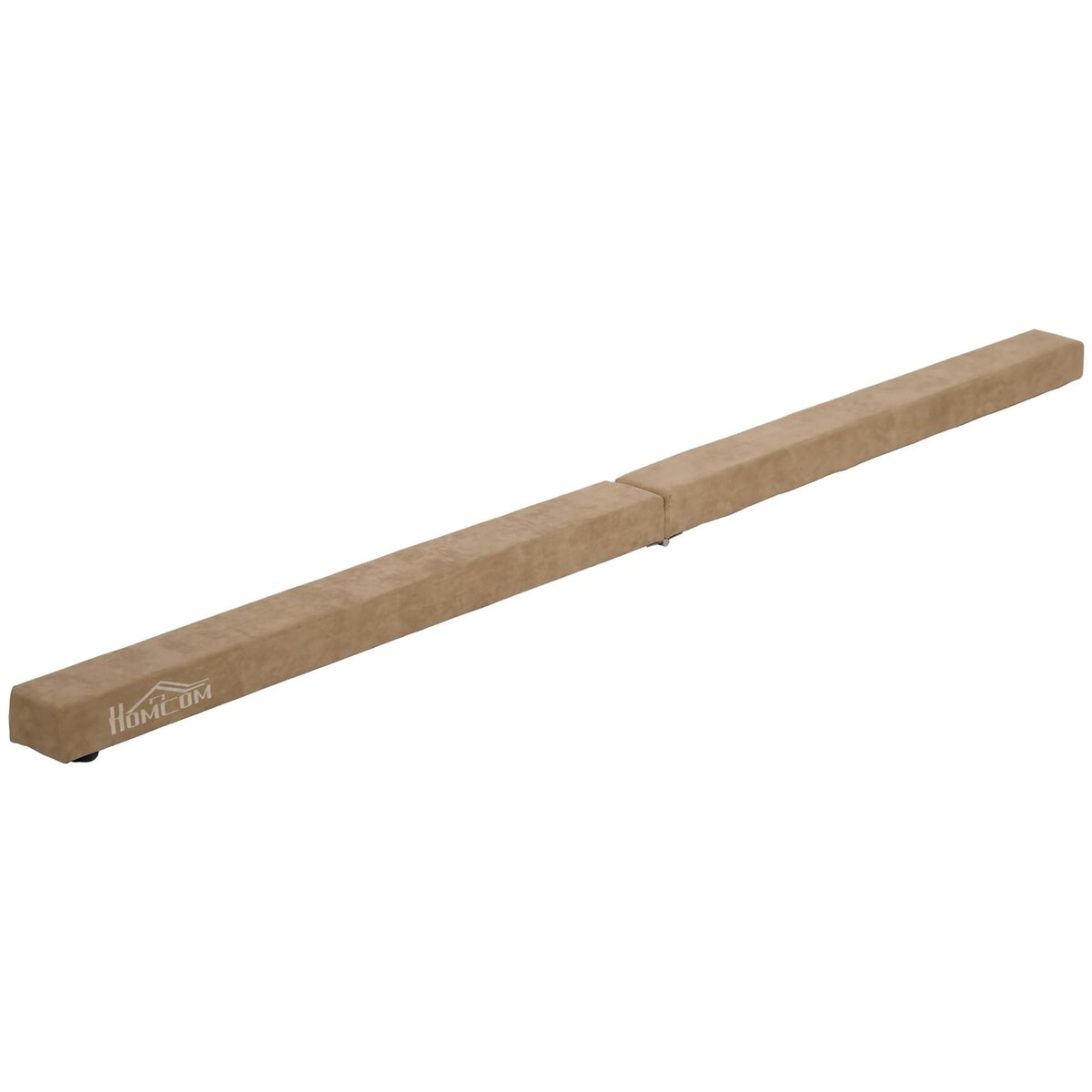 HOMCOM Poutre gymnastique pliable 210 cm - poutre d'équilibre antidérapante - bois de pin toucher daim marron