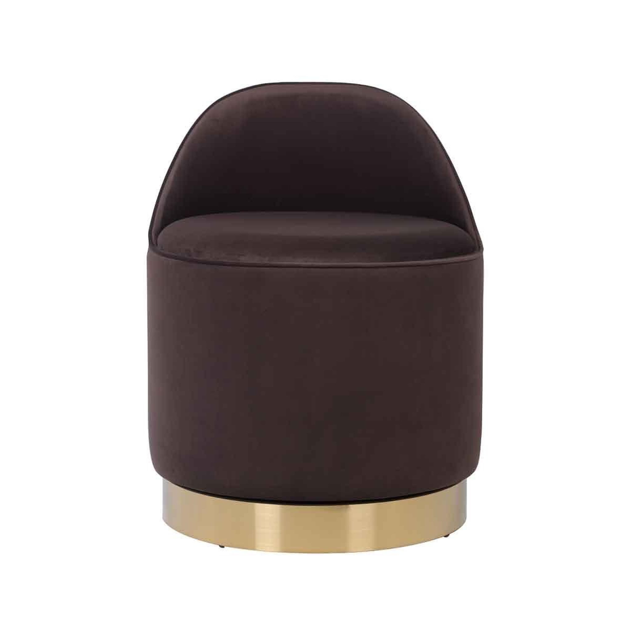 Voir la diapositive 2 : Paris Prix Tabouret Pivotant en Velours  Viktor  68cm Marron