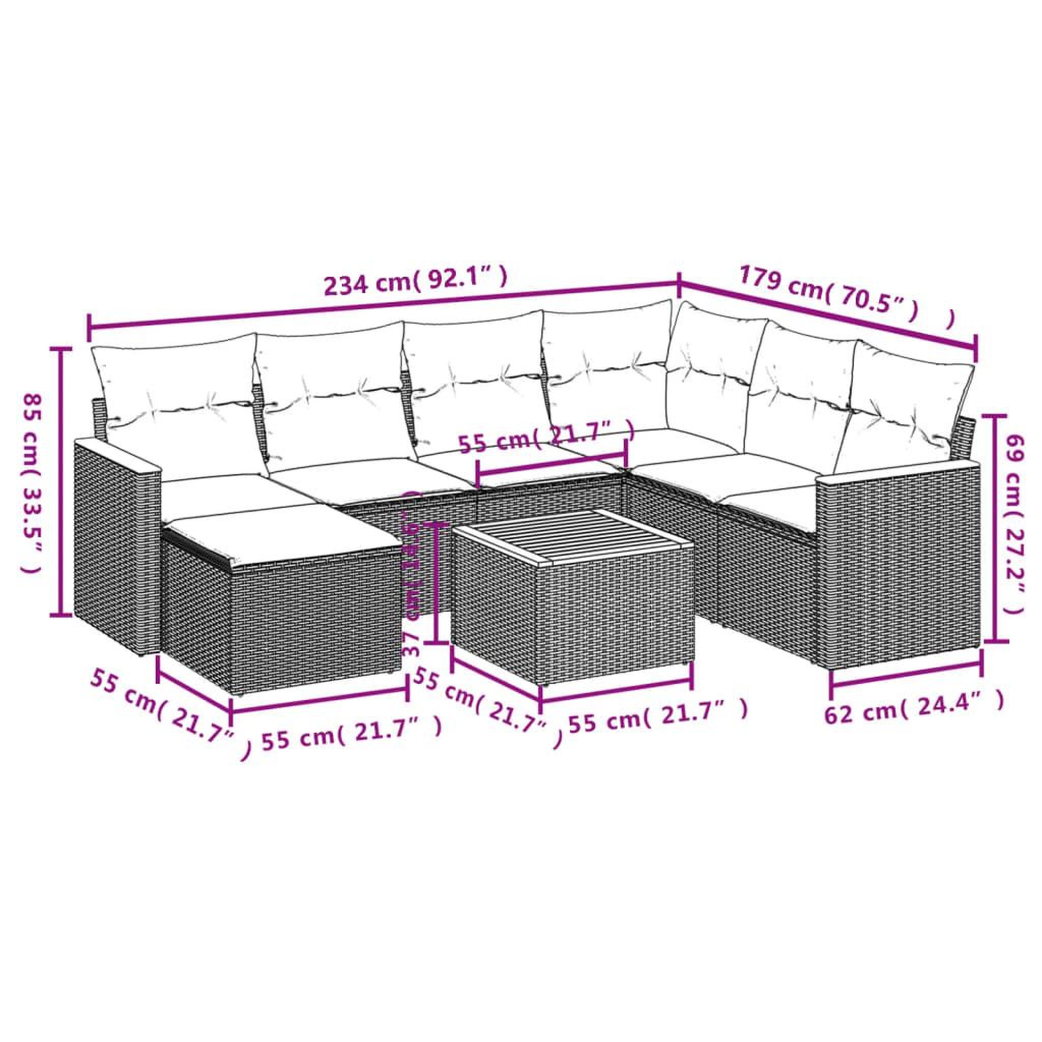 Voir la diapositive 3 : VIDAXL Salon de jardin 8 pcs avec coussins noir resine tressee