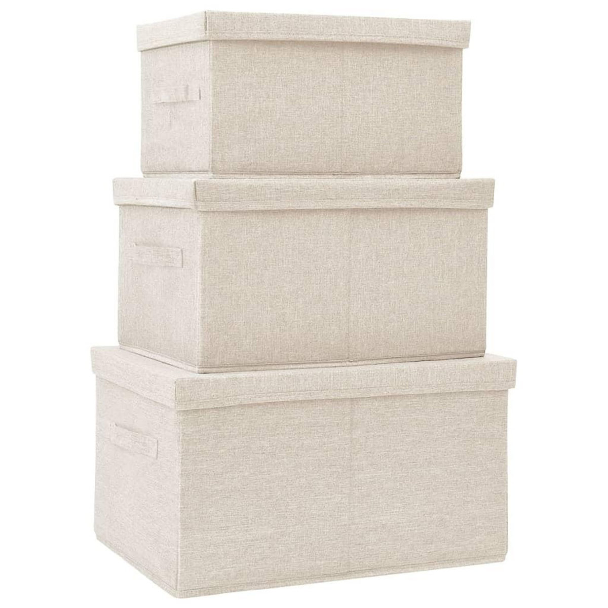 VIDAXL Boîtes de rangement empilables 3 pcs Tissu Creme