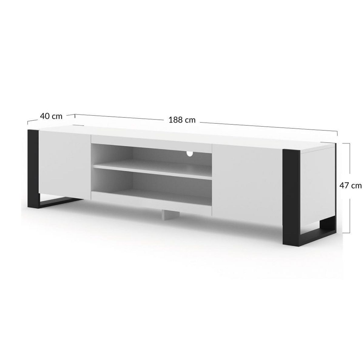 BEST MOBILIER Pedro - meuble tv - 2 portes et 2 niches - 188 cm