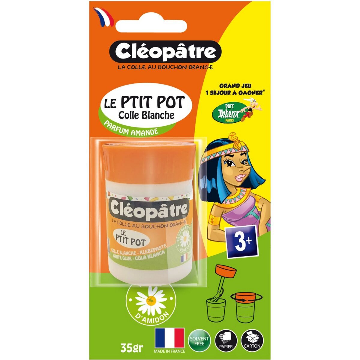 CLEOPATRE Pot de colle blanche 35g avec pinceau parfum amande