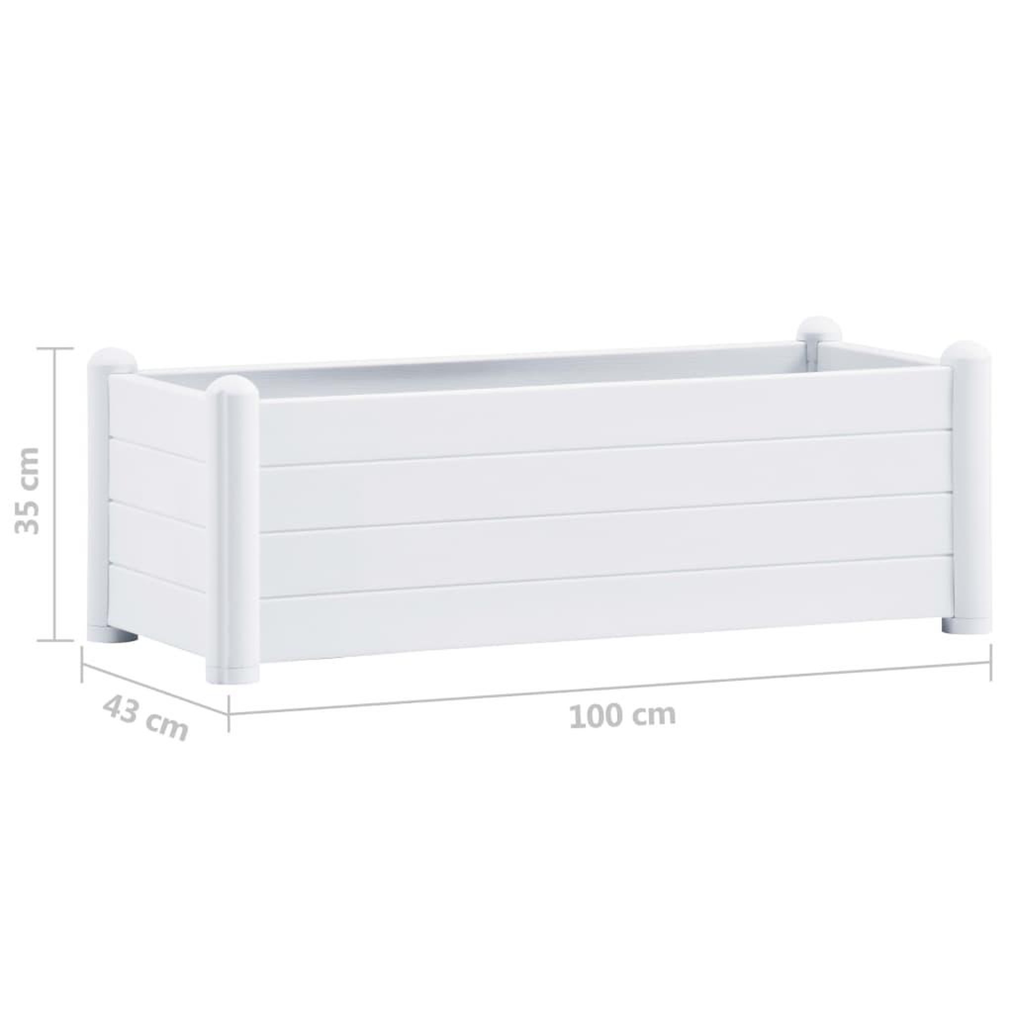 Voir la diapositive 6 : VIDAXL Lit sureleve de jardin PP Blanc 100x43x35 cm