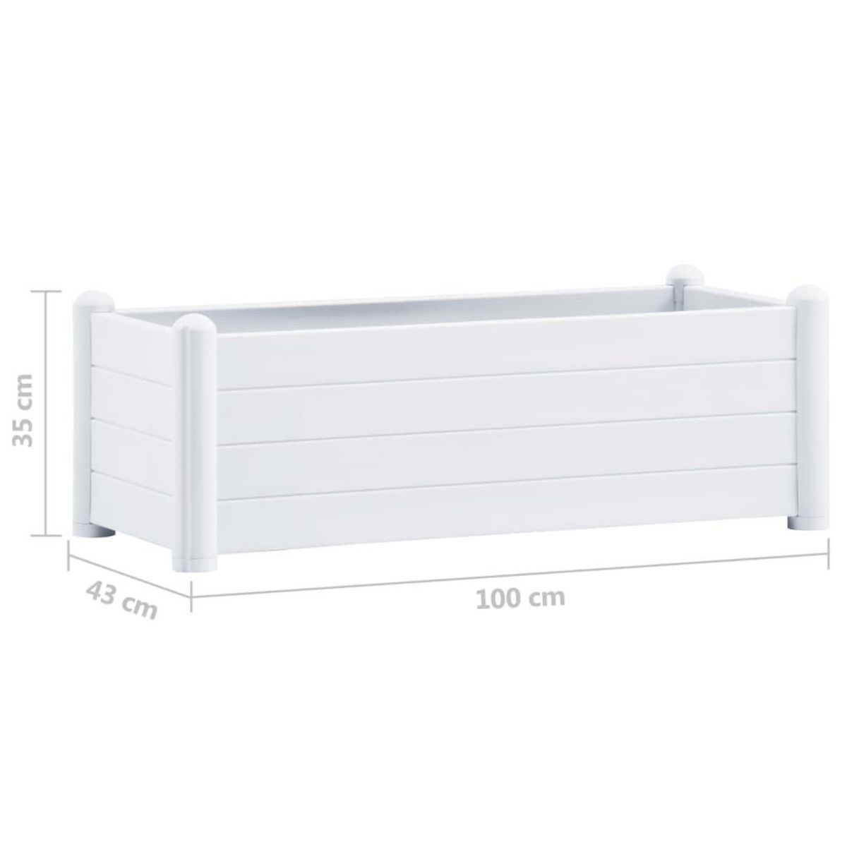 VIDAXL Lit sureleve de jardin PP Blanc 100x43x35 cm