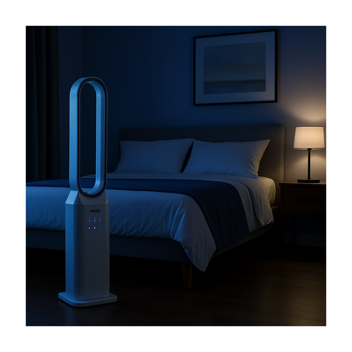 NIKLAS Ventilateur à Télécommande 50W - Ventilateur Sans Pales Colonne 3 Vitesses avec Minuterie 7h Design Blanc NIKLAS