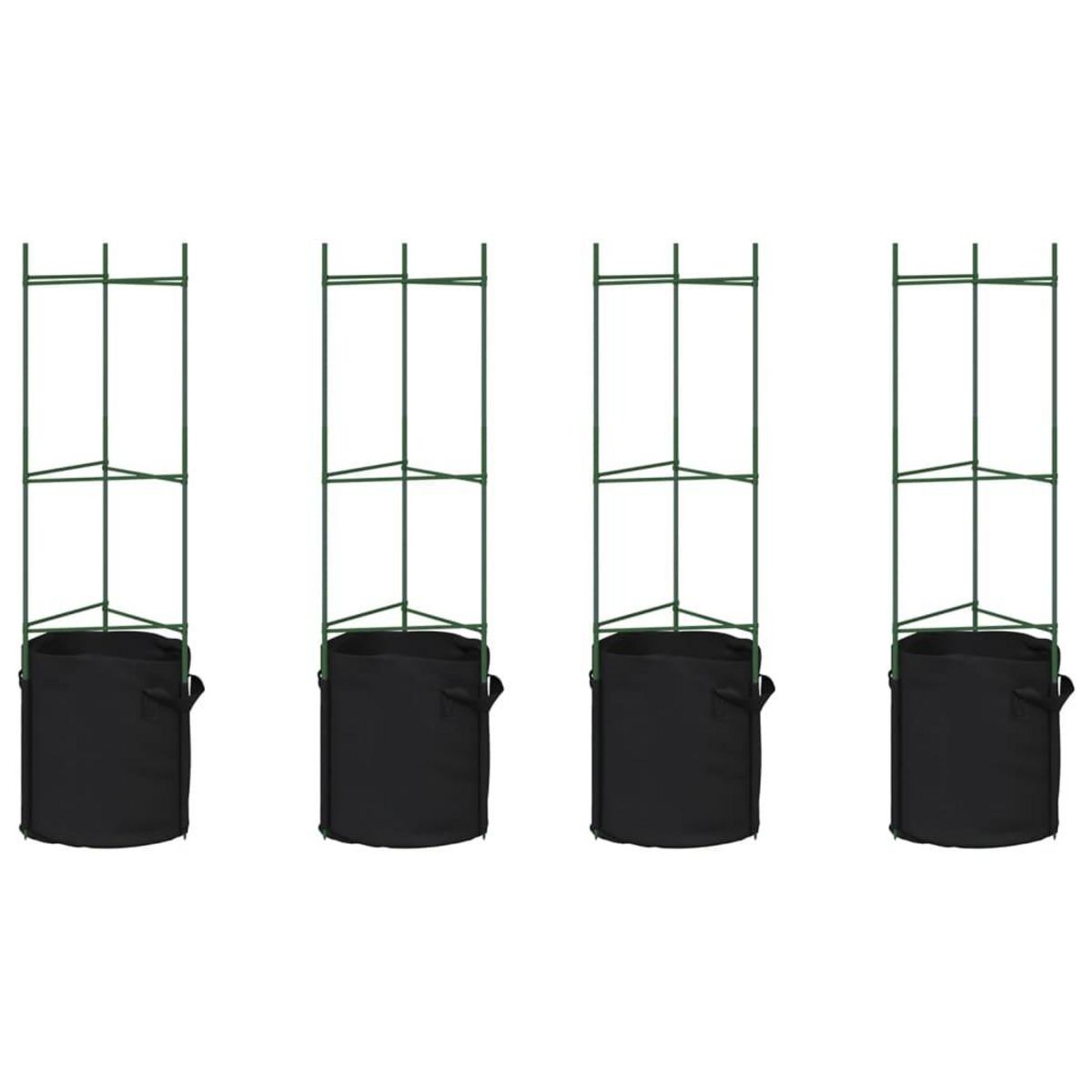 VIDAXL Cages a tomates avec sacs a plantes 4 pcs 116 cm acier et PP