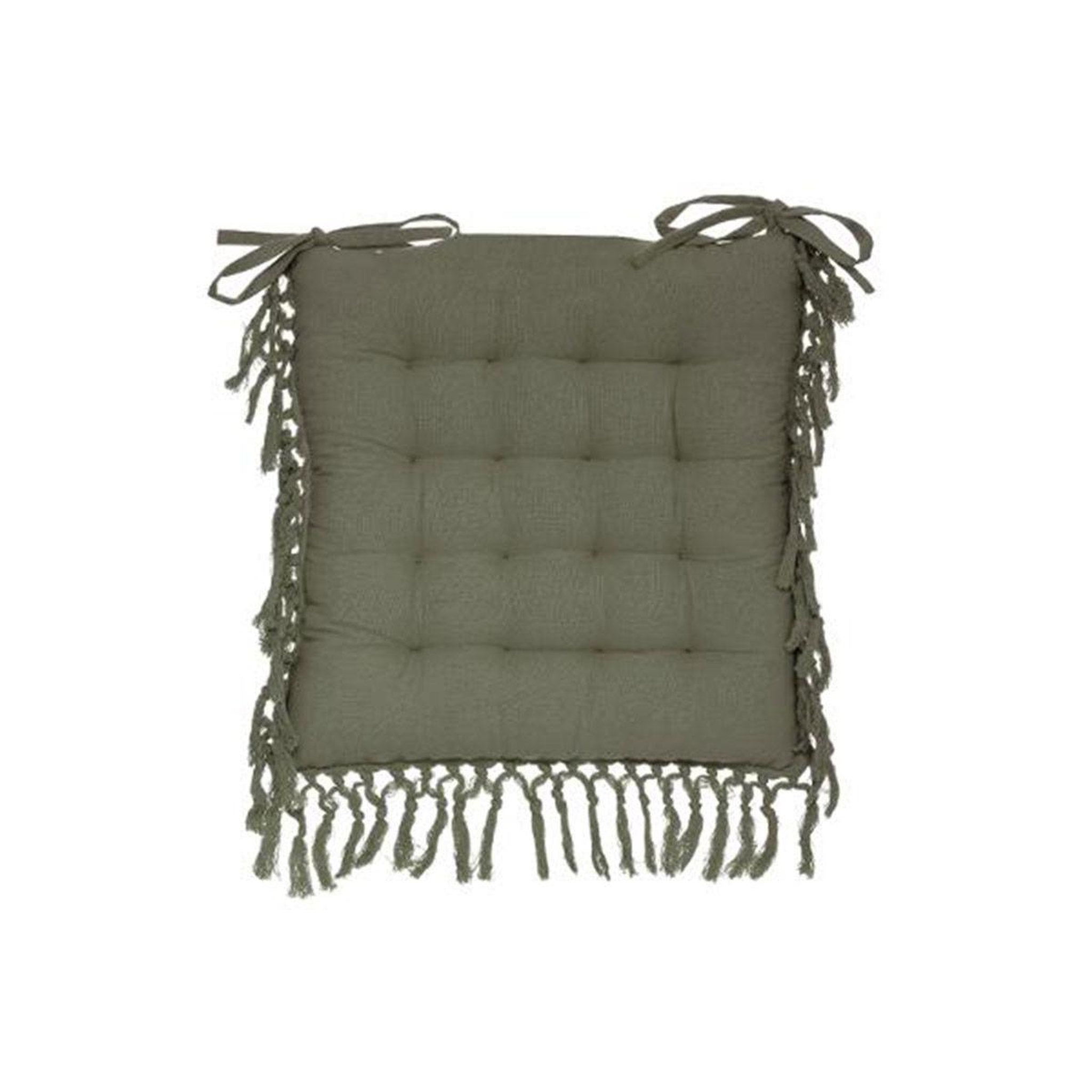 Voir la diapositive 1 : ATMOSPHERA Galette de chaise  macramé  40x40cm vert kaki