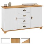 IDIMEX Buffet COLMAR en pin massif, 4 tiroirs et 2 portes. Coloris disponibles : Bicolore
