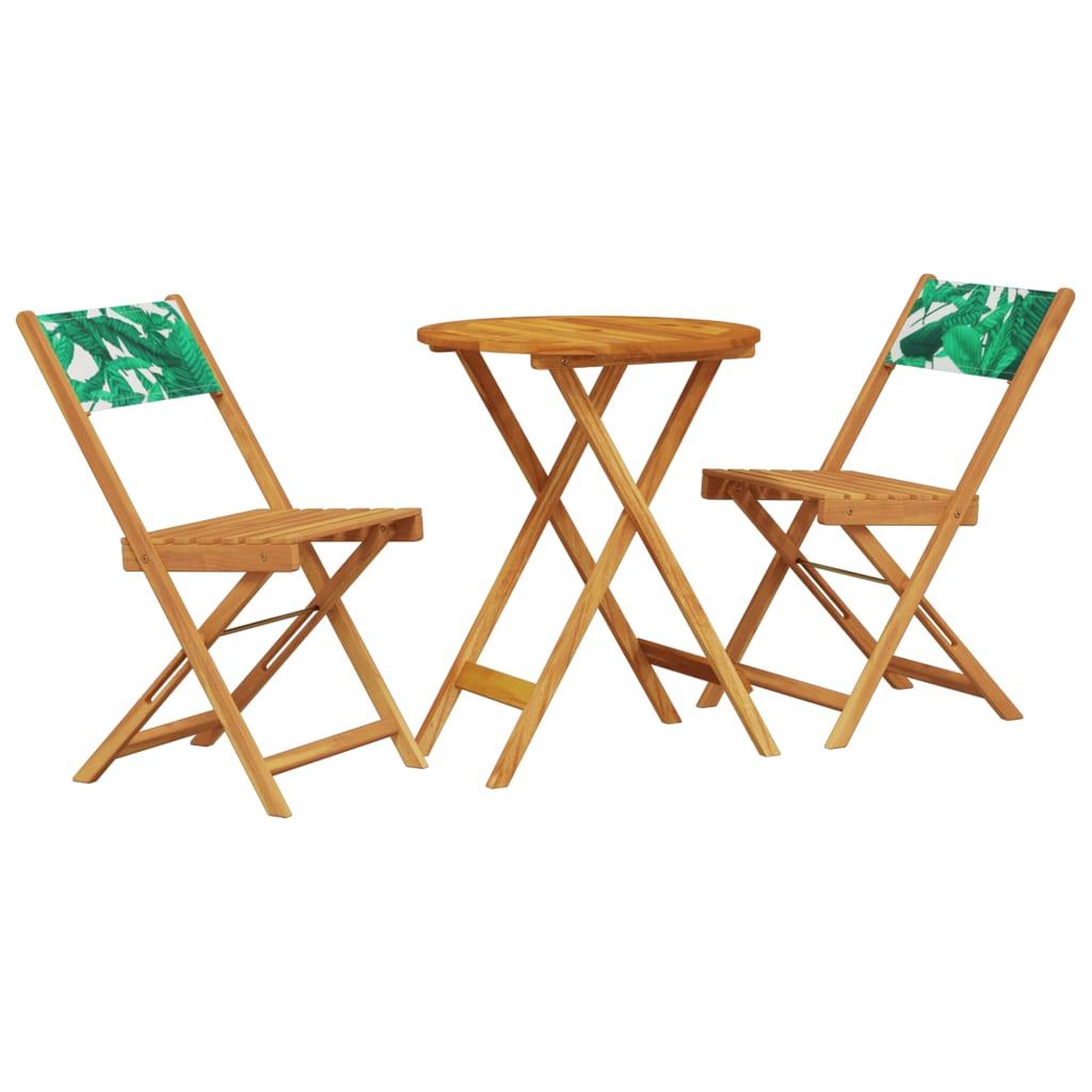 Voir la diapositive 2 : VIDAXL Ensemble de bistro 3 pcs motif de feuilles tissu et bois massif