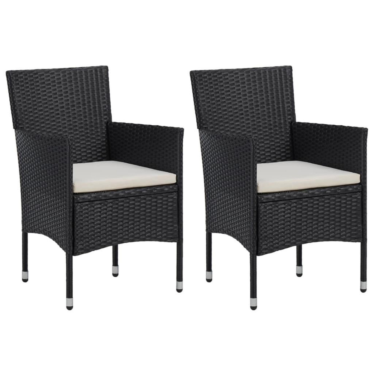 VIDAXL Chaises de jardin lot de 2 Resine tressee Noir