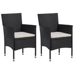VIDAXL Chaises de jardin lot de 2 Resine tressee Noir