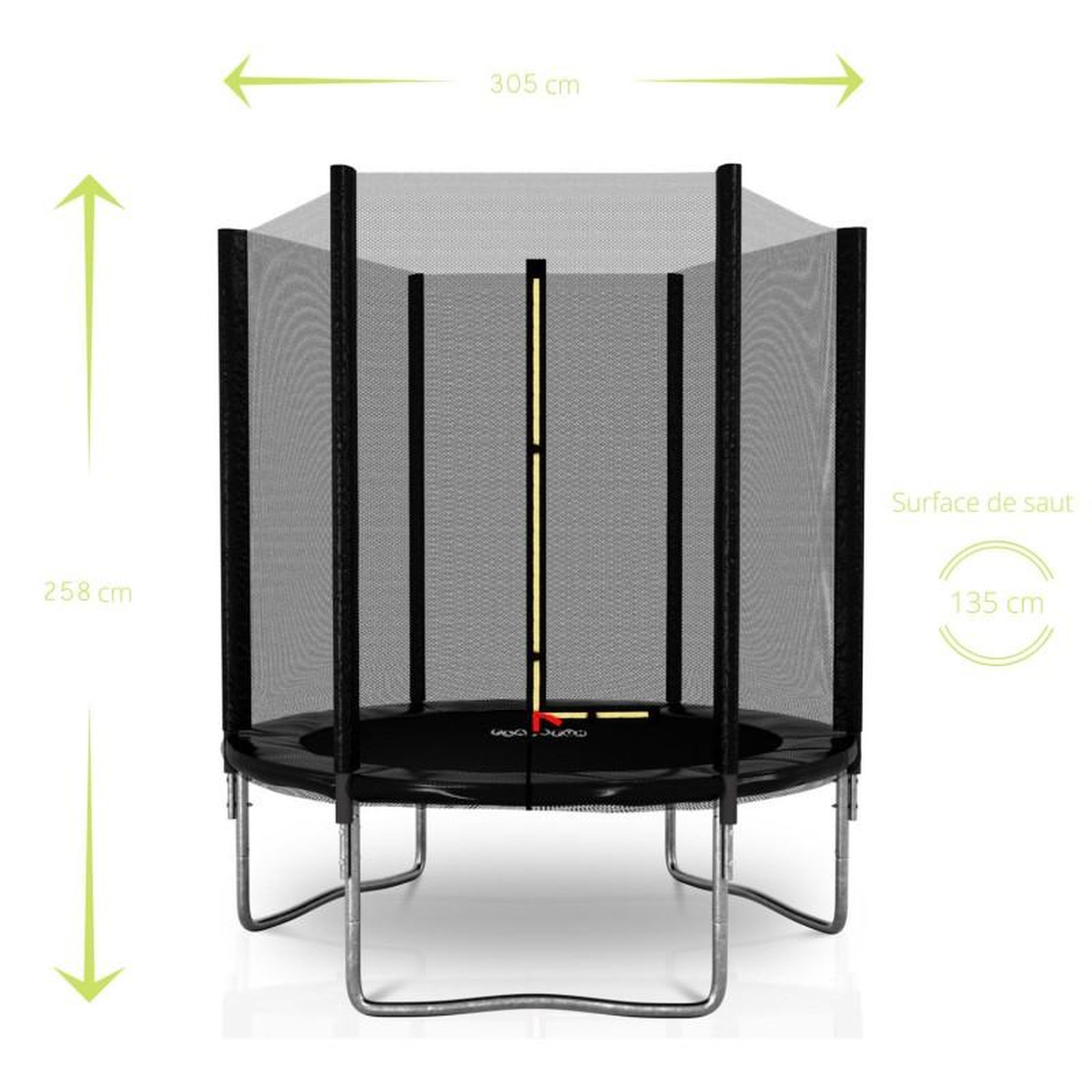 Voir la diapositive 4 : PLAY4FUN Trampoline de Jardin Deluxe ø305cm Noir - avec Filet de sécurité, Tapis de saut, Coussin de protection, Echelle