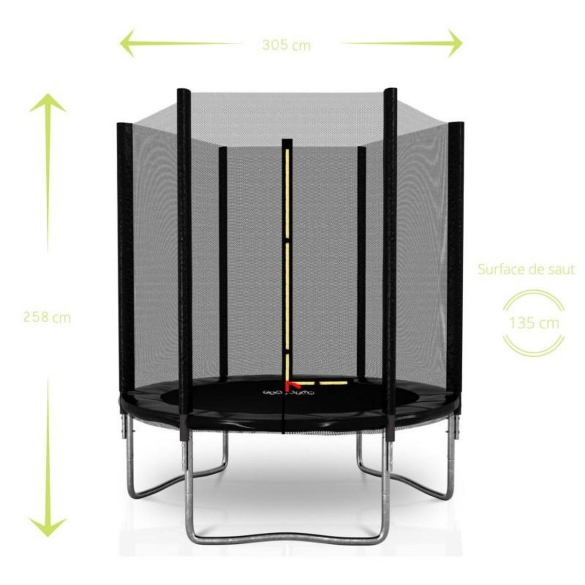 PLAY4FUN Trampoline de Jardin Deluxe ø305cm Noir - avec Filet de sécurité, Tapis de saut, Coussin de protection, Echelle