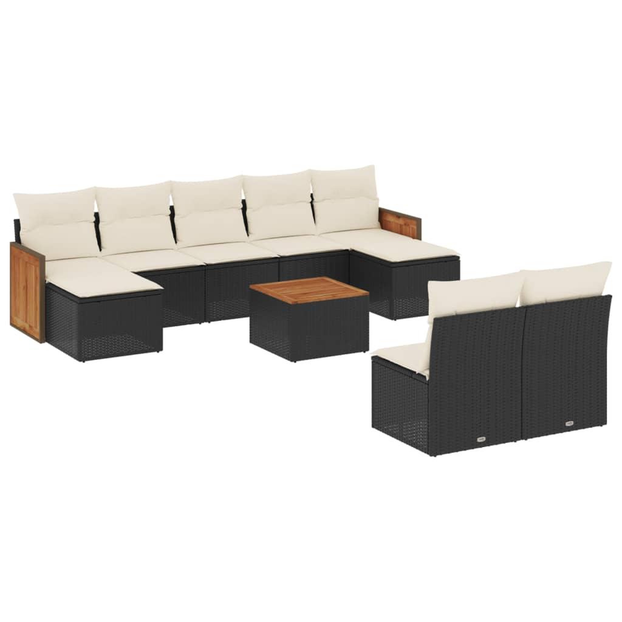 Voir la diapositive 2 : VIDAXL Salon de jardin 10 pcs avec coussins noir resine tressee