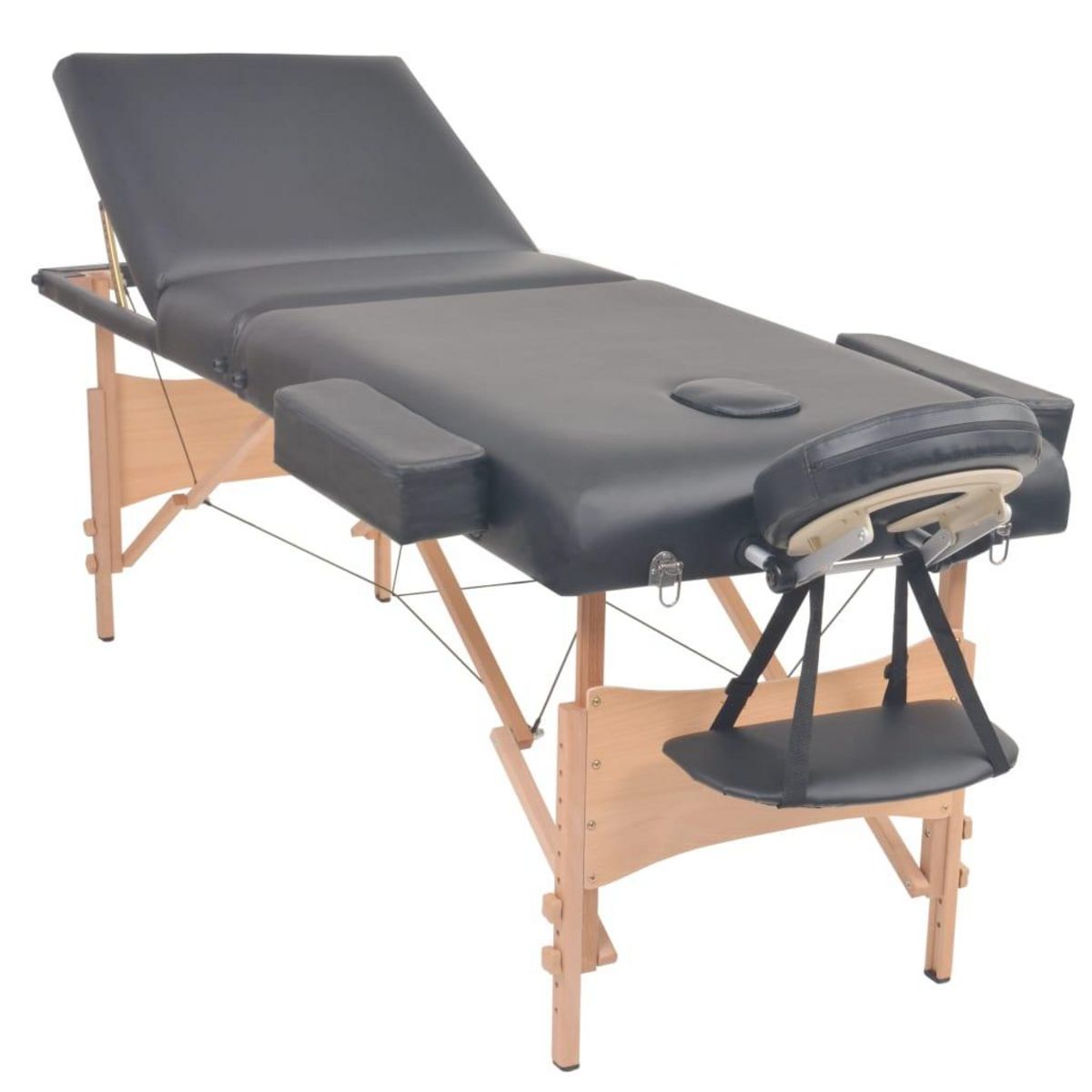 VIDAXL Table de massage pliable a 3 zones 10 cm d'epaisseur Noir