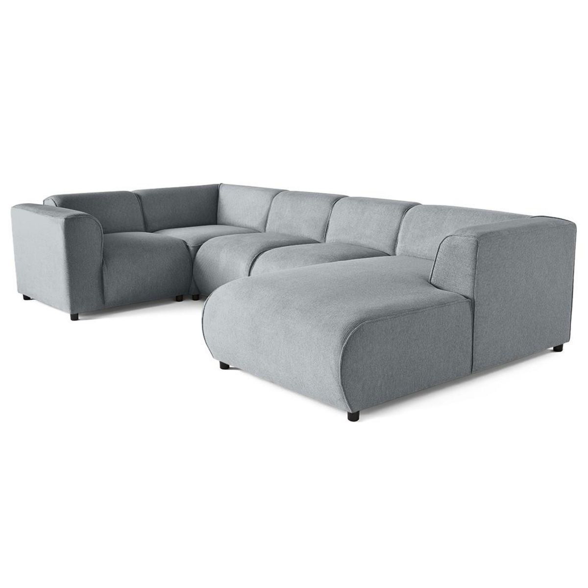 LISA DESIGN Suaro - canapé modulable panoramique d'angle gauche 7 places en tissu texturé