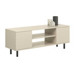 KOBI Meuble TV FOCUS 135 cm en Cachemire avec Rangements Pratiques